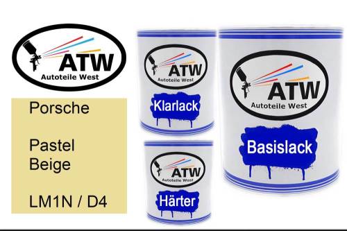 Porsche, Pastel Beige, LM1N / D4: 1L Lackdose + 1L Klarlack + 500ml Härter - Set, von ATW Autoteile West.